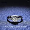 Cluster Ringen YUZBT Sterling Zilver 0 5 Lab Gemaakt D Kleur Diamant Moissanite Ring Wit Vergulde Vierkante Vorm Meisjes Jewelry284L