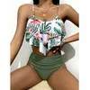 Dames Badmode Bikini Sets Bloemenprint Tops Hoge taille Mini Shorts Badpak Vrouwen Push Up Tankini Zomer Hawaiiaanse Casual Beachwear