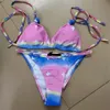 Women Swimwear Fashion Print Lady Bikini Set Holiday Girls Traspir Elastic Swimsuits Personality Sexy Swimming Biknis Letter SSG