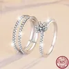 Klusterringar 2024 Fashionabla Mosang Stone Ring 925 Sterling Silver Women's Three Rows Layered Set Border Wedding Jewelry