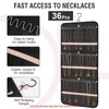 Jewelry Pouches Hanging Organizer With 48 Pockets Necklace Holder Wall Mounted Dual-Sided Travel Bracelet Ring Earrings Storage