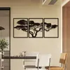 3PCS Black Metal Wall Art Decor Tree Of Life Tree Tree Tree Tree Znak Metalowa dekoracja ściany Parmosobowe Prezent Wiszący 240304