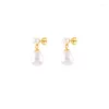 Studörhängen Canner Geometric Pearl Silver 925 Earring For Women Piercing smycken Glossy 18K Gold Oorbellen