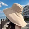 Bérets Protection du cou Chapeau du pêcheur pliable largeur bordure de soleil couleurs de couleurs solides avec un seau de châle