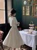 أنيقة أبيض غير رسمي ميدي فستان نساء الصيف سباغيتي حزام عتيق أزياء أزياء الحفلات فيسدوس فيم.