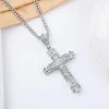 Bijoux de luxe Hip Hop Rock Cross Collier en or jaune 14 carats pour hommes Rap Chaîne cubaine Pendentif Religion chrétienne Vintage Bijoux d'amitié Cadeaux