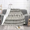 Couvertures Boho Aztec Noir sur crème Motifs mélangés Couverture Flanelle Décoration Super Chaud Jeter pour lit Canapé Peluche Mince Quilt257f