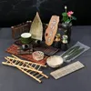 Sushi bamboo chops Barbecue dish decoration Platter ornaments Seafood posture flowers and plants Japanese sashimi decorationsA 240304