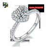 Anello di fidanzamento del cuore delizioso in stock sterling sier ad anello placcato per donne con moissanite 1ct 6,5 mm