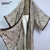 Kvinnors badkläder Winyi 2024 Sommarstrand täcker retrotryck boho cardigan sexig maxi semester långärmad kimono afrika sidenkänsla