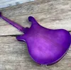 Anpassad Rickenback -stil 4003 Electric Bass Guitar, Transparent Purple, Basswood Body, Maple Neck