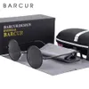 Barcur Retro Round Sunglasses Men Mirror Mirlor Whotarized Glasses with Box 2205142376