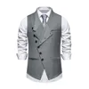 Men's Vests Sloping Collar Men Vest Solid Color Waistcoat Slim Fit Sleeveless Wedding With Lapel For Party