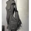 JIAERDI Vintage noir Y2k sac à dos femmes haute rue poche Chic décontracté Mochila dames Moto Biker grande capacité sacs à bandoulière 240226