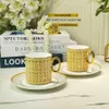 2022 New Style Luxury Mosaic Coffee Cup and Saucer Gold Handel Ceramic Cappuccino 애프터눈 티컵 2pcs 커피 머그 세트 Y300F