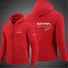 Ayrton Senna högkvalitativ modemän Retro Harajuku Solid Color Jacket High Street Zip Up Hoodie Casual Loose Sweatshirt Kläd