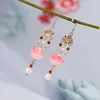 Dangle Earrings Chinese Classic 14k Gold Plated Lotus Long Tassel Women's Jewelry Summer Accessories Designer Gift 0160