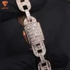 New Arrival Fashion Jewelry Rose Gold Plated Round Baguette Cut S925 Iced Out Vvs Moissanite Cuban Chain Coffee Bead Bracelet