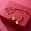 Charm Bracelets Year Dragon Baby Bracelet Dumplings Golden Lucky Handwoven Red Rope Jewelry Brithady Gift