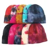 Casquettes de cyclisme tricotées Tie Dye Bonnets chapeaux plaine manchette bonnet tricot Ski décontracté crâne chaud couleur unie hiver blanc chapeaux Bonnets