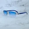 Desginer Sunglasses Frame Rimless Square Fashion Luxury Eyewear Carter Stylish Sun Glasses Driving Shades Blue Wood 012 Silver Frame