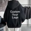 Mens Hoodies Zipper Sweatshirts 600/Gsm Custom Make Your Own Design Texts Loose Oversized Solid Hooded