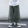 Pants 2023 Fake Two Piece Punk Hip Hop Wide Leg Pants Men Deconstructed Techwear Pantskirt Street Casual Harem Pants