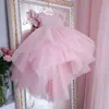 Flower Girl Lovely For Wedding Sheer Neck Ball Gown Birthday Party Gowns Bow Tie Wears Beaded Toddler Kids Girls Pageant Dresses s s