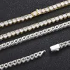 Hip Hop Ear Accessories Diamond Spring Fastener Tennis Chain Zircon Necklace Fashion Brand Personality Mens Necklace Wholesale