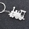 Nyckelringar Train Model Keychain Men Kvinnor Key Chain Party Gift Jewelry Small Car Bag Charm Accessories Ring Silver Holder Holder