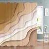 Shower Curtains Turquoise Brown Cream Curtain Beach Geometric Gradient Striped Dark With Hooks Bathroom