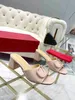 Luxury Designer Heeled tofflor Lady Mules Slip On Slides Leather Metal V Dress Shoes Woman Chunky Heels Pumps Casual Shoes Slipper Sandal Original