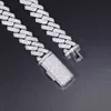 Luxury Hip Hop Jewelry 2 Rows 15 Mm Vvs Moissanite Diamond 925 Sterling Silver Cuban Link Chain