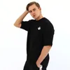 Свободная однотонная одежда, футболка для фитнеса, мужская футболка с круглым вырезом, хлопковые футболки для бодибилдинга, топы, футболка для спортзала Homme 240306
