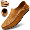 Casual Schuhe 2024 Italienische Herren Sommer Männer Loafer Echtes Leder Mokassins Licht Atmungsaktive Slip Auf Boot