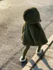 Пуховое пальто, осенне-зимняя детская толстая теплая верхняя одежда, модные детские парки средней длины с капюшоном в корейском стиле, пушистые куртки для маленьких девочек