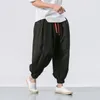 Men's Pants Solid Color Slim-leg Baggy Deep Crotch Harem Trousers With Drawstring Elastic Waist Pockets Comfortable Stylish