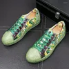 Casual Shoes High Quality Fashion Men Rhinestone Green Silver Mixed Colors Causal Loafers For Mens Driving Bottom Rubber Wedding