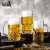 600–1200 ml dicker Glas-Bierkrug mit hoher Kapazität, transparent, unzerbrechlich, für Milch, Kaffee, Saft, Wasser, Barware, Trinkgeschirr, Party-Bar 240306
