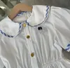 Abito da principessa per bambina di design estivo di lusso, nuova camicia per bambini, con collo a bambola e chiusura in vita