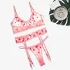 Bras Sets Love Print Sexy Underwear For Womens Intimates Lace Hollow Cute See Through Women'S Erotic Costumes