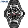 SMAEL New Fashion Dual Time LED Digital Watch Men Waterproof Chronograph Casual Mens Sport Quartz Watches Saat Relogio Masculino 2311M