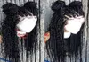 Мода 180плотность полная красивая богиня косички кружевной передний парик ручной работы вьющиеся косы парик Cornrow для чернокожих женщин1169323