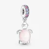 100 % Murano-Glas, 925er-Sterlingsilber, rosa Meeresschildkröte, baumelnde Charms, passend für originale europäische Charm-Armbänder, Modeschmuck, Accessori209C