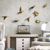 Décor mural 3d autocollant résine oiseaux Figurines créatif salon animaux peintures murales fond décoratif maison ornements 230308