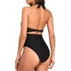 Maillots de bain pour femmes Sexy Tankinis Monokini Femmes Halter Cou Découpé Une Pièce Natation Beachwear Solide Cordon De Plage Maillot De Bain Traje De