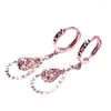 Boucles d'oreilles pendantes plaquées or violet 585, goutte de Rose 14K pour femmes, classique, découpe créative, bijoux de fiançailles étincelants exquis