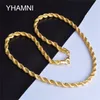 YHAMNI Nieuwe Mode Gouden Ketting Met Stempel Goud Kleur 6 MM 20 Inches Lange ed Ketting Goud Fijne sieraden NX184289I