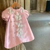 2023 Flower Girl Dress Children Birthday Baptism Dresses For Kids Elegant Lace Bow Frocks Girls Boutique Party Wear 240306