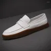 Casual Shoes British Handmade Men White High Quality Real Leather Loafers Luxury Designer Breathable